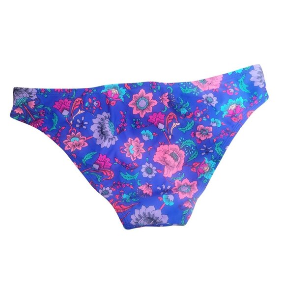 Xhilaration Floral Print Cheeky Bikini Bottoms M Purple Multicolor Nylon/Spandex - Picture 2 of 4